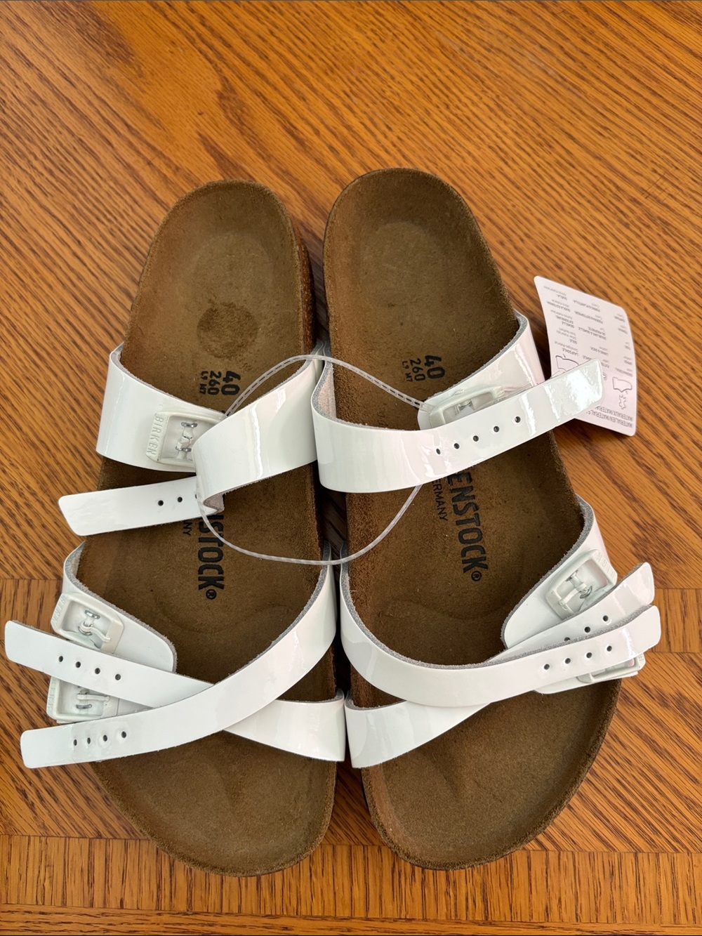 Birkenstock White Triple-Buckle Slide Sandal